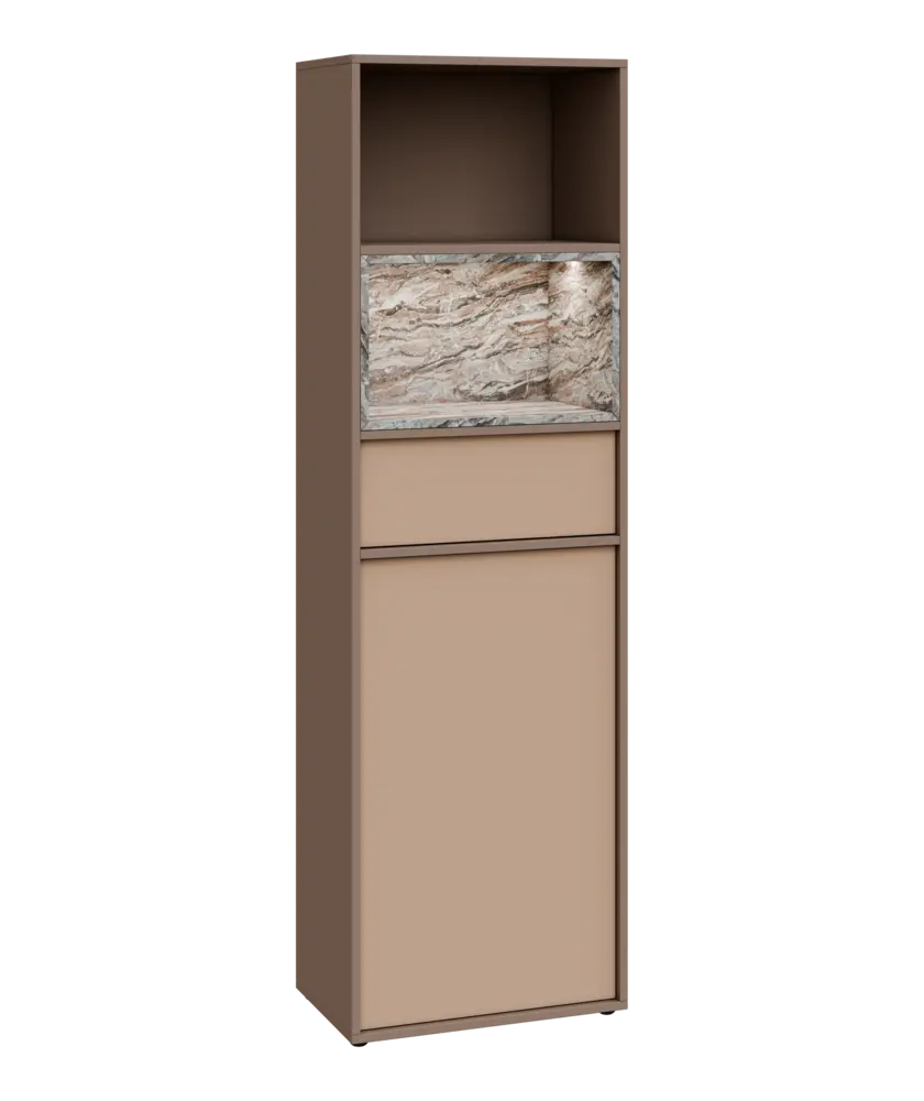 ERY V642 P kancelářská skříň, 1-dveřová/zásuvka/2 niky, 2000x600x400, pravá, neutrální